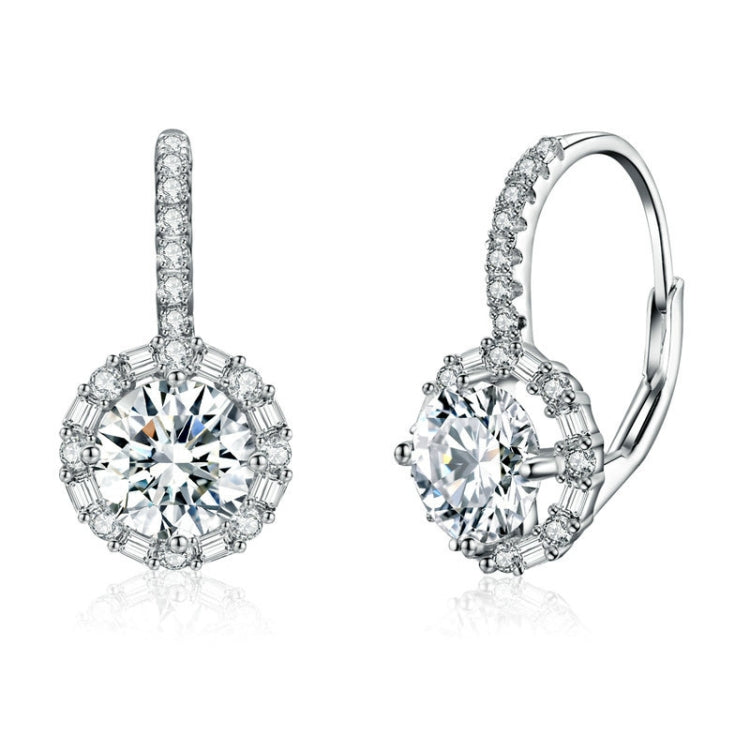 Orecchini eleganti in argento sterling S925 con zirconi moissanite placcati in oro bianco, MSE002