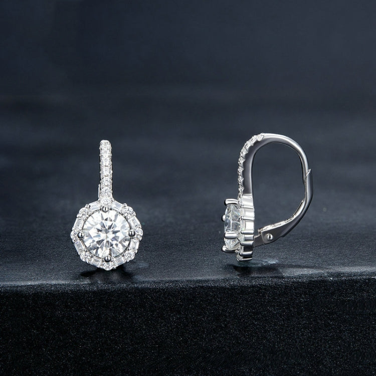 Orecchini eleganti in argento sterling S925 con zirconi moissanite placcati in oro bianco, MSE002