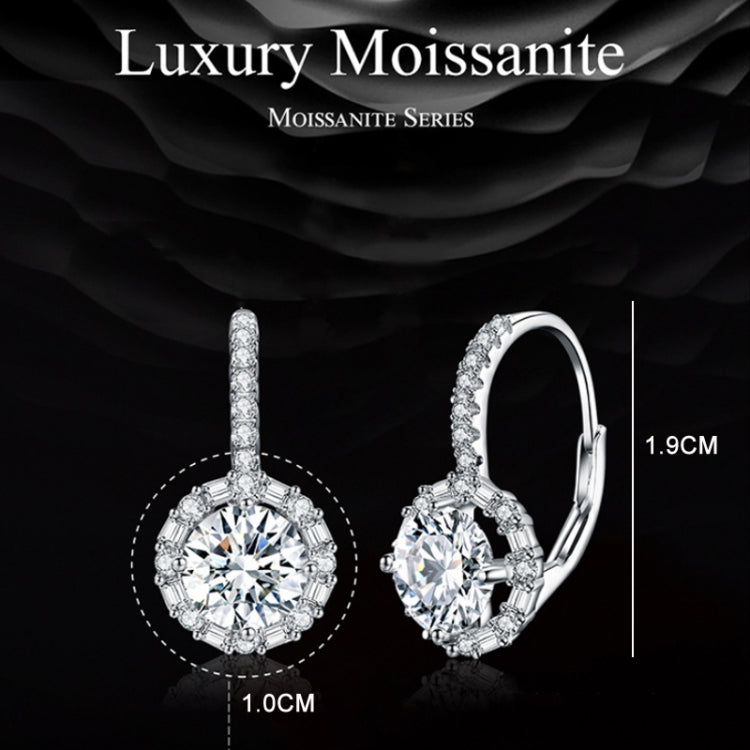 Orecchini eleganti in argento sterling S925 con zirconi moissanite placcati in oro bianco, MSE002