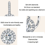 Orecchini eleganti in argento sterling S925 con zirconi moissanite placcati in oro bianco, MSE002