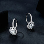 Orecchini eleganti in argento sterling S925 con zirconi moissanite placcati in oro bianco, MSE002