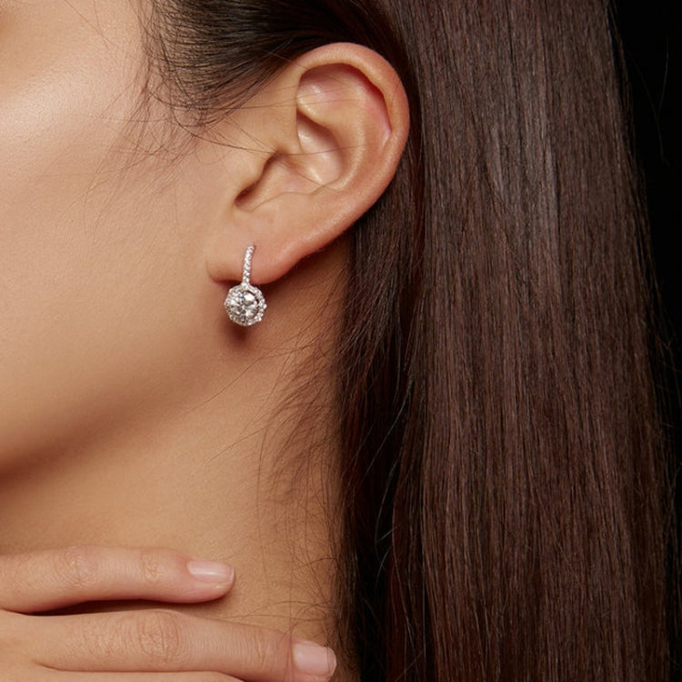 Orecchini eleganti in argento sterling S925 con zirconi moissanite placcati in oro bianco, MSE002