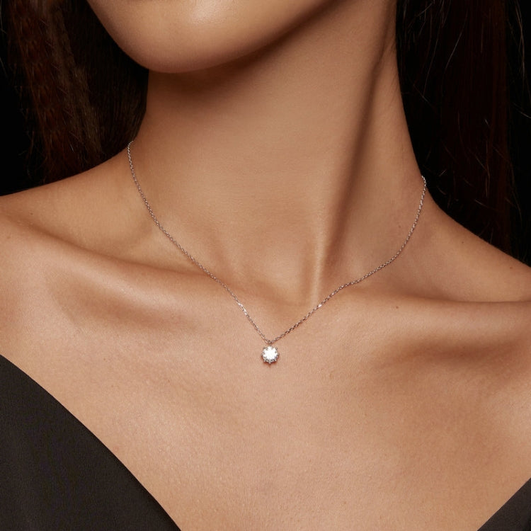 Ciondolo in moissanite con collana a catena O scintillante in argento sterling S925, MSN003