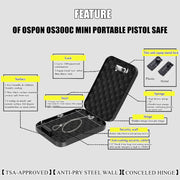 Cassetta di sicurezza per auto antifurto in metallo con impronte digitali/password, OS300C (Black), OS300C (Green), OS300FC (Black), OS100SE (Black)