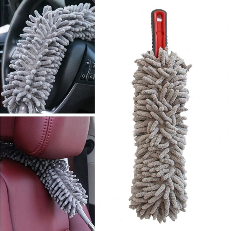 Spolverino rotondo per autolavaggio con manico lungo in ciniglia per la pulizia dell'auto da 2 pezzi, 39cm