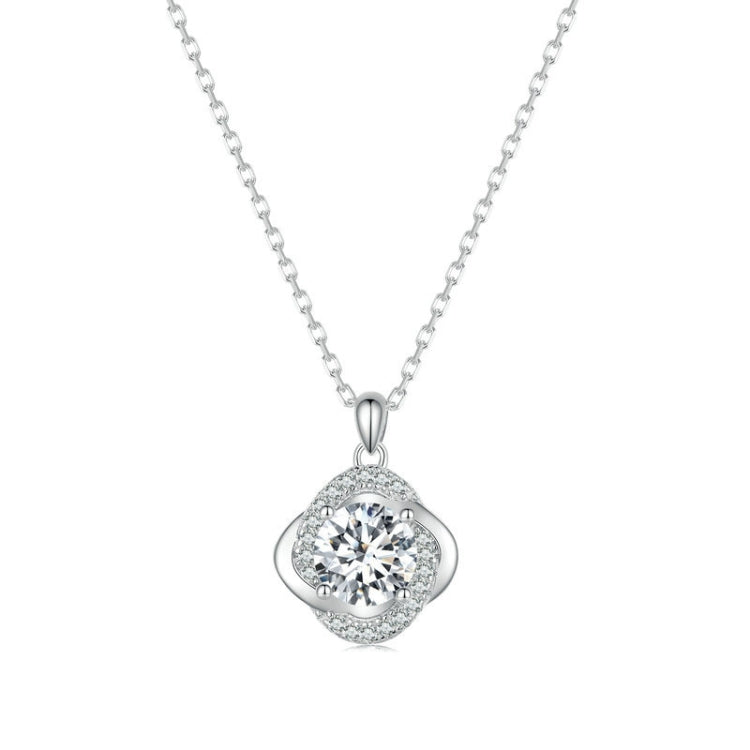 Collana con pendente in moissanite scintillante placcata in oro bianco S925 in argento sterling, MSN002
