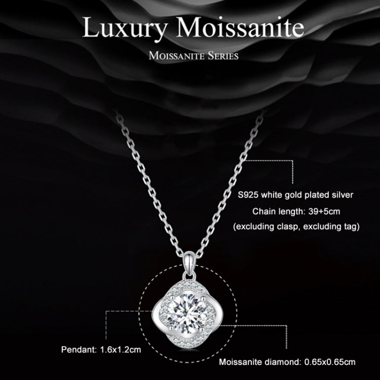Collana con pendente in moissanite scintillante placcata in oro bianco S925 in argento sterling, MSN002