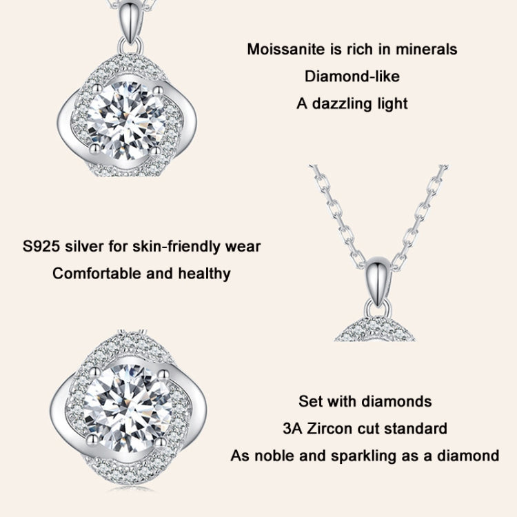 Collana con pendente in moissanite scintillante placcata in oro bianco S925 in argento sterling, MSN002