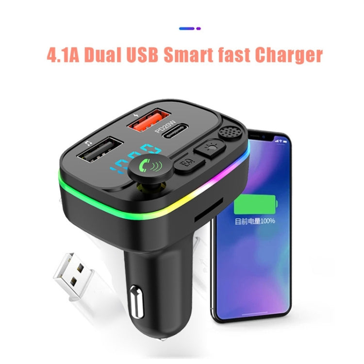 Trasmettitore FM per auto con lettore vivavoce Bluetooth per auto, P3-PD Fast Charging, P4-QC3.0