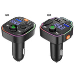 Trasmettitore FM Bluetooth per auto PD Luce ambientale a ricarica rapida, Q6, Q8