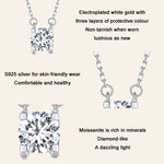 Collana placcata in oro bianco con ciondolo in moissanite scintillante in argento sterling S925, MSN005