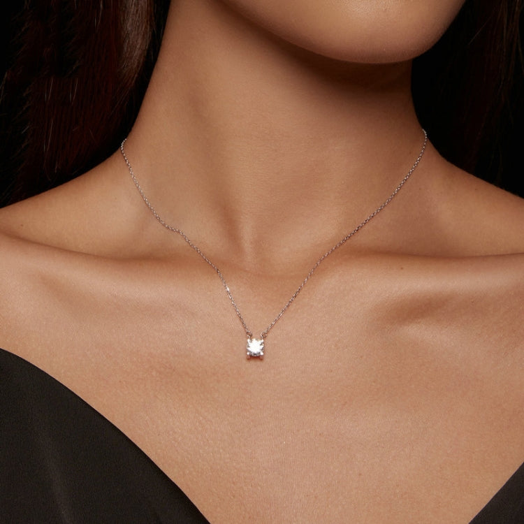 Collana placcata in oro bianco con ciondolo in moissanite scintillante in argento sterling S925, MSN005