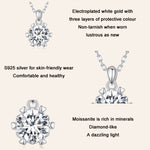 Collana placcata in oro bianco con ciondolo esagonale in moissanite in argento sterling S925, MSN006