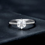 Bracciale placcato in oro bianco con anello in moissanite a sei artigli in argento sterling S925, No.6, No.7, No.8, No.9, No.10