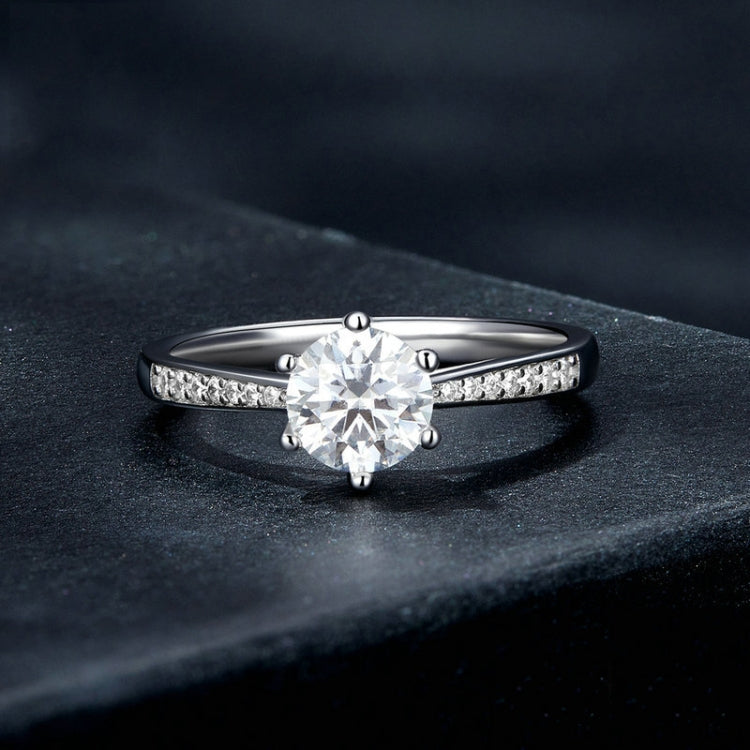 Bracciale placcato in oro bianco con anello in moissanite a sei artigli in argento sterling S925, No.6, No.7, No.8, No.9, No.10