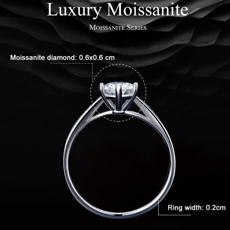 Bracciale placcato in oro bianco con anello in moissanite a sei artigli in argento sterling S925, No.6, No.7, No.8, No.9, No.10