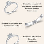 Bracciale placcato in oro bianco con anello in moissanite a sei artigli in argento sterling S925, No.6, No.7, No.8, No.9, No.10