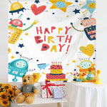 Panno da appendere per foto per bambini con layout di compleanno, 150x180cm Velvet