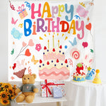 Panno da appendere per foto per bambini con layout di compleanno, 150x200cm Velvet