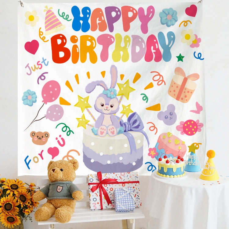 Panno da appendere per foto per bambini con layout di compleanno, 180x200cm Velvet