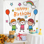 Panno da appendere per foto per bambini con layout di compleanno, 180x230cm Velvet
