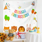 Panno da appendere per foto per bambini con layout di compleanno, 180x230cm Velvet