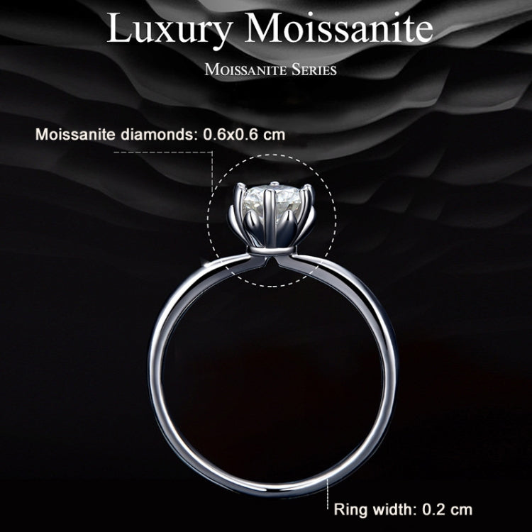 MSR006 Anello in argento sterling S925 con moissanite a sei artigli Gioielli placcati in oro bianco, No.6, No.7, No.8, No.9, No.10