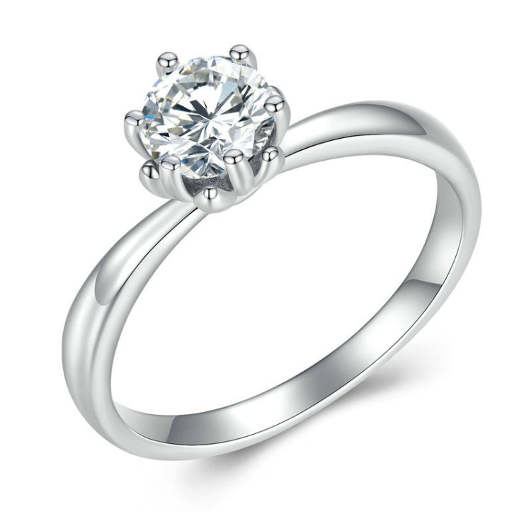 MSR006 Anello in argento sterling S925 con moissanite a sei artigli Gioielli placcati in oro bianco, No.6, No.7, No.8, No.9, No.10