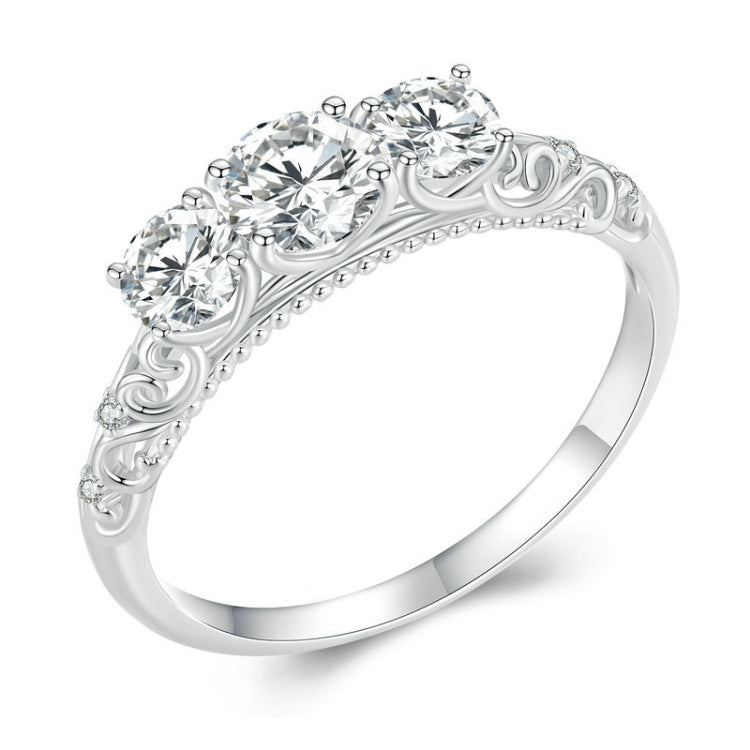 MSR009 Anello in moissanite placcato oro bianco con pizzo in argento sterling S925, No.6, No.7, No.8, No.9, No.10