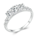MSR009 Anello in moissanite placcato oro bianco con pizzo in argento sterling S925, No.6, No.7, No.8, No.9, No.10