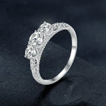 MSR009 Anello in moissanite placcato oro bianco con pizzo in argento sterling S925, No.6, No.7, No.8, No.9, No.10