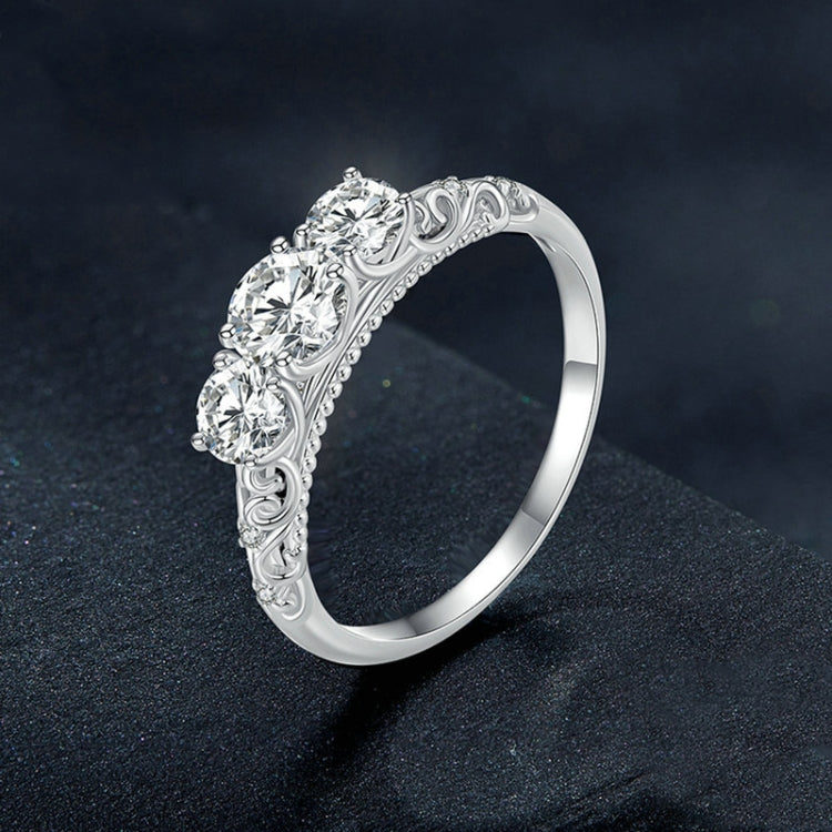 MSR009 Anello in moissanite placcato oro bianco con pizzo in argento sterling S925, No.6, No.7, No.8, No.9, No.10