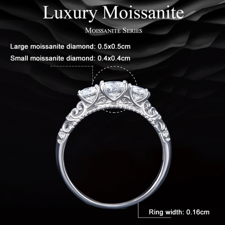 MSR009 Anello in moissanite placcato oro bianco con pizzo in argento sterling S925, No.6, No.7, No.8, No.9, No.10