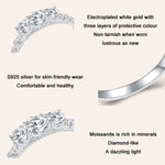 MSR009 Anello in moissanite placcato oro bianco con pizzo in argento sterling S925, No.6, No.7, No.8, No.9, No.10