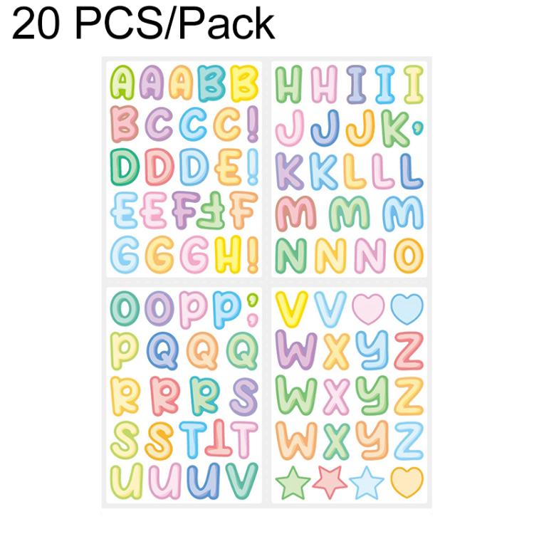 Set 20 adesivi lettere colorate impermeabili per bambini
