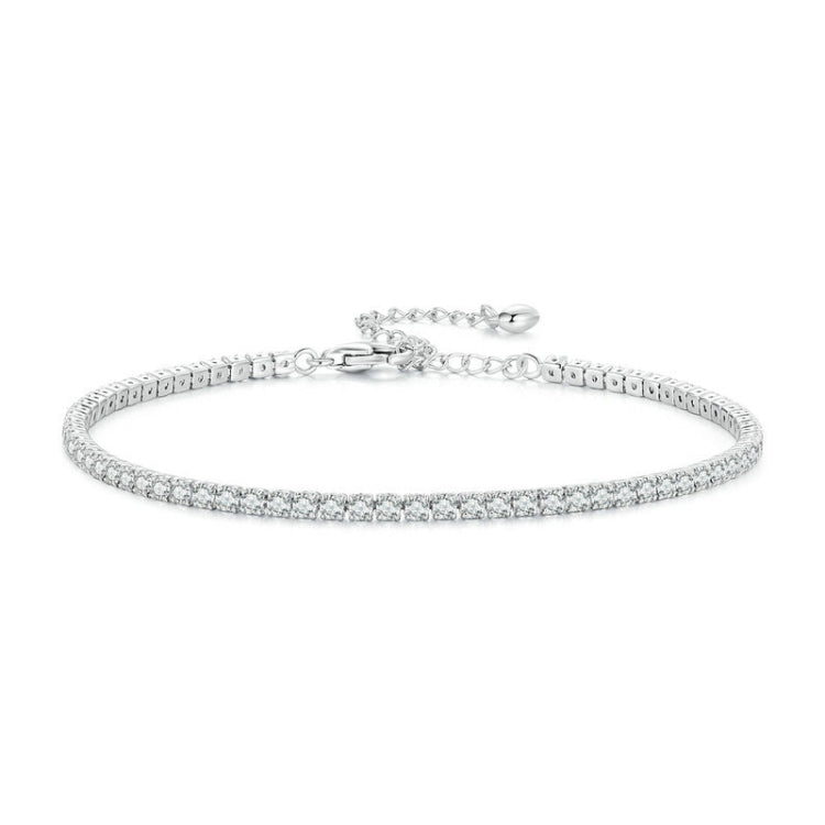 Bracciale in argento sterling S925 placcato oro bianco con zirconi pop, BSB097