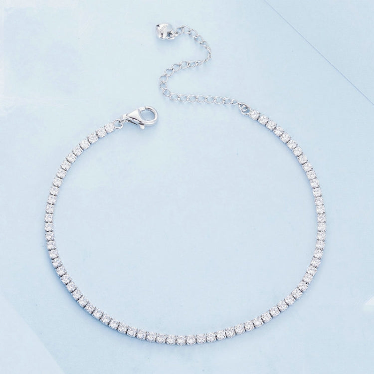 Bracciale in argento sterling S925 placcato oro bianco con zirconi pop, BSB097