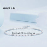 Bracciale in argento sterling S925 placcato oro bianco con zirconi pop, BSB097