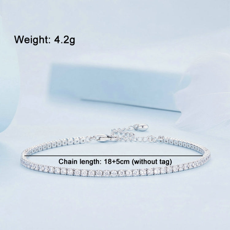 Bracciale in argento sterling S925 placcato oro bianco con zirconi pop, BSB097