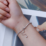 Bracciale in argento sterling S925 placcato oro bianco con zirconi pop, BSB097