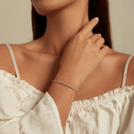 Bracciale in argento sterling S925 placcato oro bianco con zirconi pop, BSB097