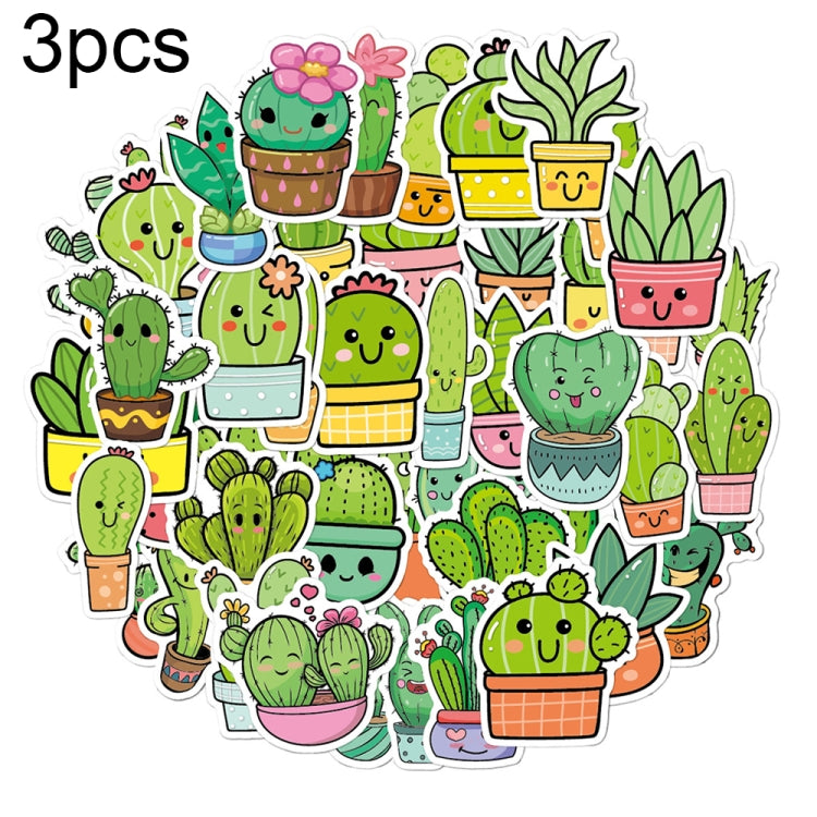3 set 50PCS/Set Cartoon Cactus Manuale fai da te Adesivi decorativi Adesivo impermeabile per laptop floreale, Cactus