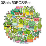 Set 3 adesivi impermeabili cactus in vinile 50 pezzi