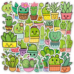 Set 3 adesivi impermeabili cactus in vinile 50 pezzi