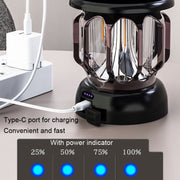 Lampada LED da campeggio con ricarica USB e luce regolabile