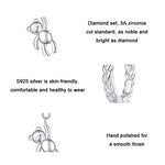 S925 Sterling Silver Bear Twist Orecchini animali placcati in oro bianco, BSE729