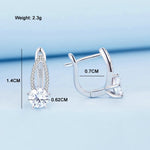 Orecchini a linea cava in argento sterling S925 placcato oro bianco con zirconi, BSE732