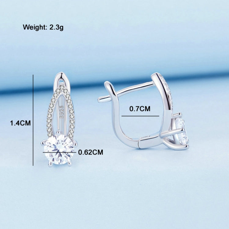 Orecchini a linea cava in argento sterling S925 placcato oro bianco con zirconi, BSE732