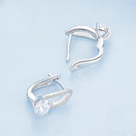 Orecchini a linea cava in argento sterling S925 placcato oro bianco con zirconi, BSE732