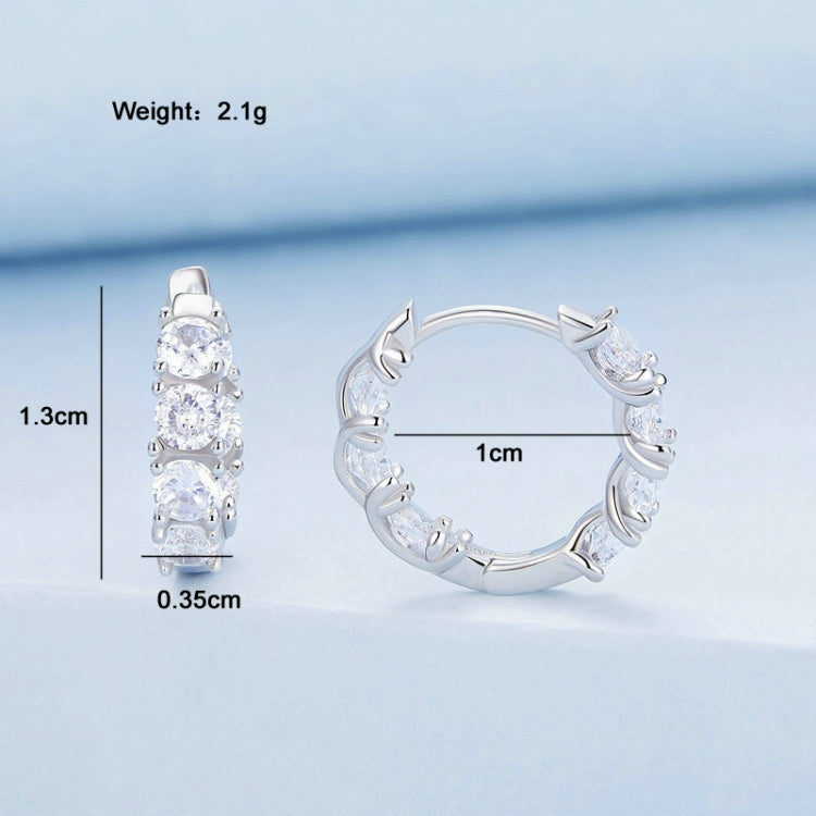 Orecchini in argento sterling S925 con zirconi a forma di fiore, BSE734